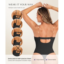 SHAPELLX Faja Body Shaper for Women Shapewear Bodysuit Tummy Control Strapless Body Suit Thong Low Back Black XXL