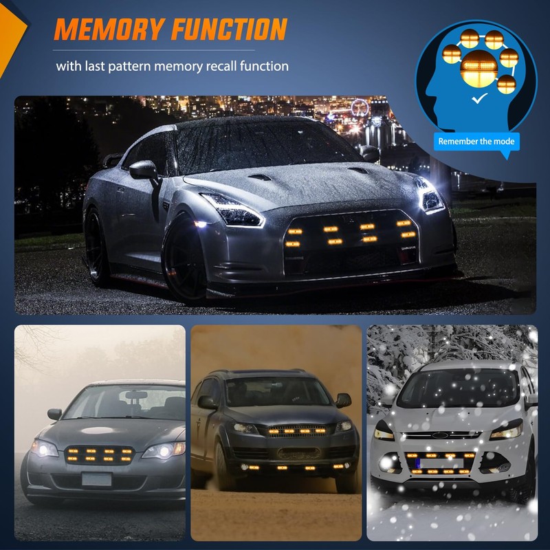 Nilight 8PCS Led Strobe Lights with Controller 12V 24V Sync