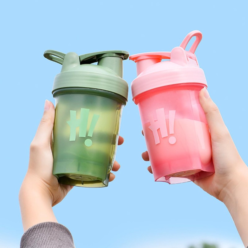 hzbaiyi Protein Shaker Bottle with Mixing Ball Leakproof Flip On