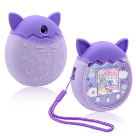 Winceed Silicone Case for Tamagotchi Pix Virtual Pet Game Machine, Protective Cover for Tamagotchi Pix Sleeve Protector Skin with Hand Strap (Purple)