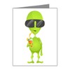 Truly Teague Note Cards (20 Pack) Little Green Alien Sipping