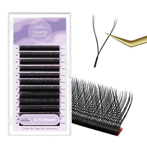 NATUHANA YY Eyelash Extension 0.07mm C Curl 9-15mm Mixed Makeup