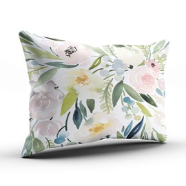 ONGING Decorative Pillowcases Colorful Watercolor Floral Customizable Cushion Rectangle Lumbar Size 12x24 inch Throw Pillow Cover Case Hidden Zipper One Side Design Printed