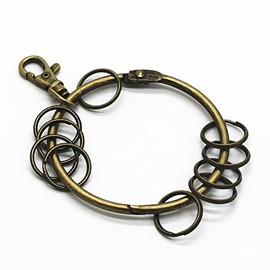 WEICHUAN Metal Antique Bronze Keychain/Key Holder/Key Ring/Key Hooks - Antique Bronze Round Large Circular Ring with 10 Small Rings (Pack of 1)