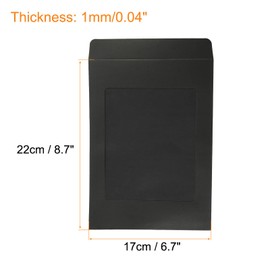 PATIKIL Full Face Window Envelopes 10 Pack A5 Clear Single Sided for Mailing Statement Photos Catalogs, Black