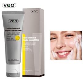 VGO Dual Care Facial Cleanser, 50g. Suitable for all skin types. Cleanses and moisturizes. A skincare cleansing product with a gentle texture, containing activated charcoal and coconut ingredients.