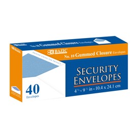 BAZIC 5049#10 Security Envelope w/Gummed Closure (40/Pack)