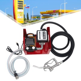 KONKENIE 550W 110V 60L/Min Electric Fuel Transfer Pump 2800RPM Self-priming D-i-e-s-e-l Pump Oil Dispenser Pump Hoses Set with Manual Nozzle & Rubber Outlet Hose