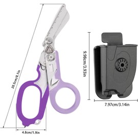 Trauma Shears,6 in-1 Emergency Response Shears with Protective Sheath,Medical Scissors Trauma Scissors for Outdoor Camping Rescue (Purple)