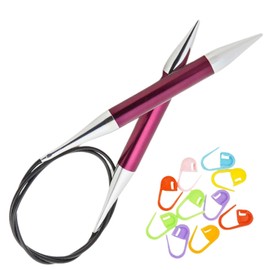 KnitPro Zing Circular Knitting Needles 40 inch, Size 17 (100cm, 12.00mm) with 10 Colorful Stitch Markers