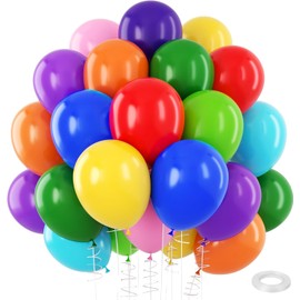 Rainbow Latex Balloons Bright Multicolour Latex Party Balloons set for Kids' Birthday Rainbow Party Baby Shower Wedding Anniversaries Celebrations Graduations Decorations
