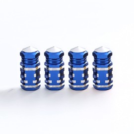 Aluminum Tire Valve Stem Caps, Universal Aluminum Tire Valve Cap for Bike, Cars and Bicycle, Motorcycles, SUVs, Trucks, Leak-Proof Air Protection All-Weather (Blue)