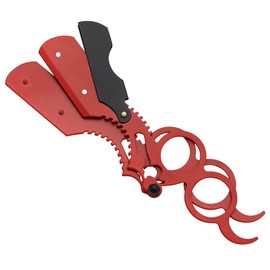 Universal Replaceable Half Blade Straight Razor with 100 Blades, Professional Double Ring Barber Single Edge Shave Razor (Red)