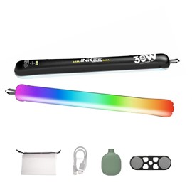INKEE Handheld RGB Tube Video Light 35.5inch/90cm Portable Inflatable Built-in 5000mAh Battery Powered TPU Light 300Lux,2700-6500K Color Temp, CRI95 RGB for Photography and Video Recording