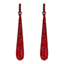 Clearine Earrings Full Crystal Diamond Teardrop Long Stud Earrings for Women Party Clear Silver Tone, Crystal Alloy Steel