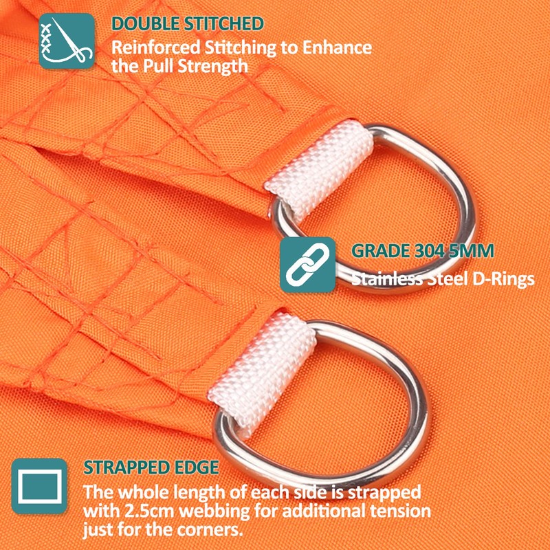 Heyomart Triangular Sun Sail, Waterproof, Sun Protection, Includes Mounting Ropes,