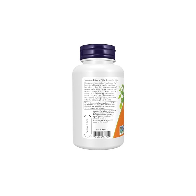 NOW Suplementos, melena de león 500 mg, súper hongo, hecho