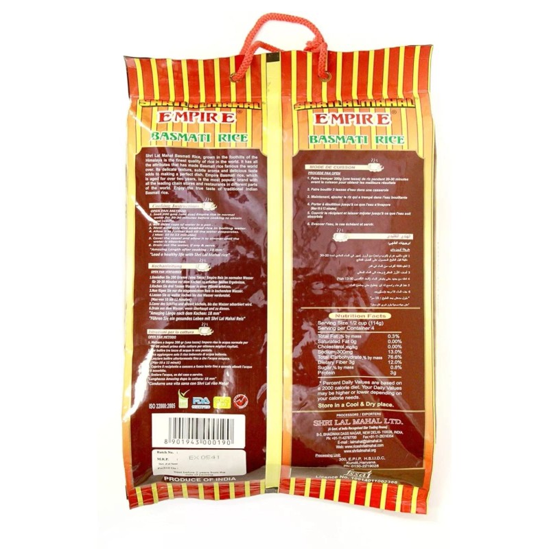 Empire Shrilalmahal Empire Basmati Rice Premium Quality 10lbs (4.53)kg