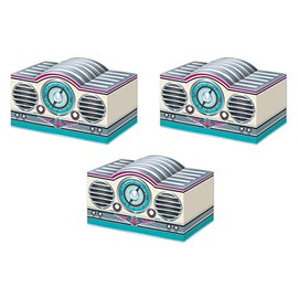 Beistle 3-D Rock & Roll Radio Centerpieces, 5.75" x 9.5", Set of 3- 1950's Decade Themed Party Supplies, Birthday Table Decor