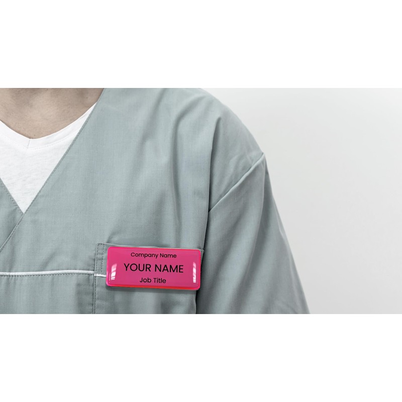 ID Name Badge Gel Domed Pink 76 x 32mm Bespoke