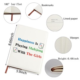 Funny Mahjong Leather Notebook Happiness Is Playting Mahjong With The Girls Mahjong Player Gifts Game Lover Gifts Board Game Fan Gift (Happiness Is Playting Mahjong With The Girls Notebook)
