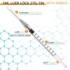 50 Pack Luer Lock 1ml 27Ga - 1 Inch Sample