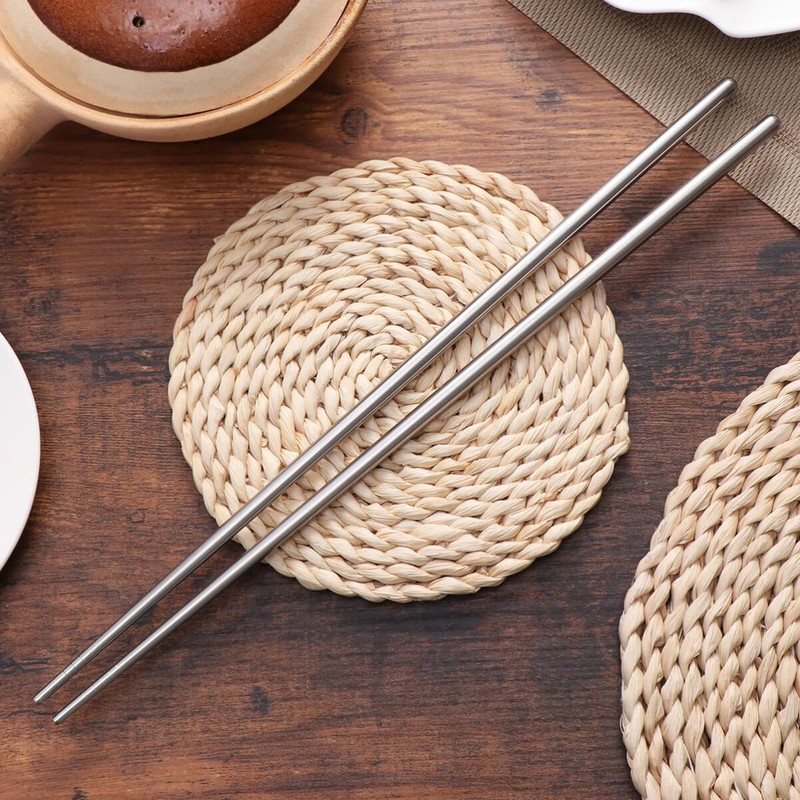 Frcolor Vegetable Chopsticks, Stainless Steel, Dishwasher Safe, Long Chopsticks, Cooking