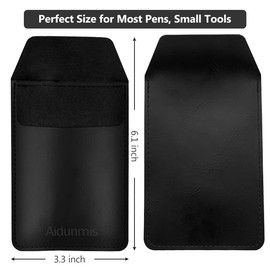 Aidunmis Pen Pocket Protector, 2 Pieces PU Leather Pocket Pen Holder Organizer Pouch for Shirts Lab Coats Pants Pen Sleeve - Multi-Purpose Pen Pocket Holds Pens Pointers Pencils and Notes Card - Black