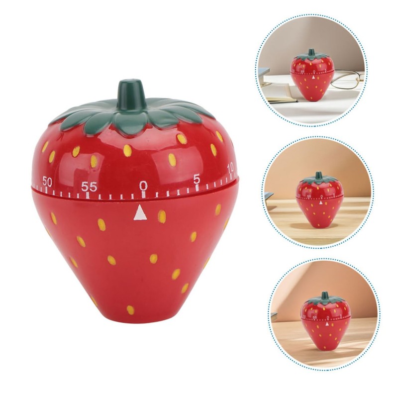 STOBAZA Strawberry-Shaped Mechanical Timer for Kitchen Use Portable Countdown Timer