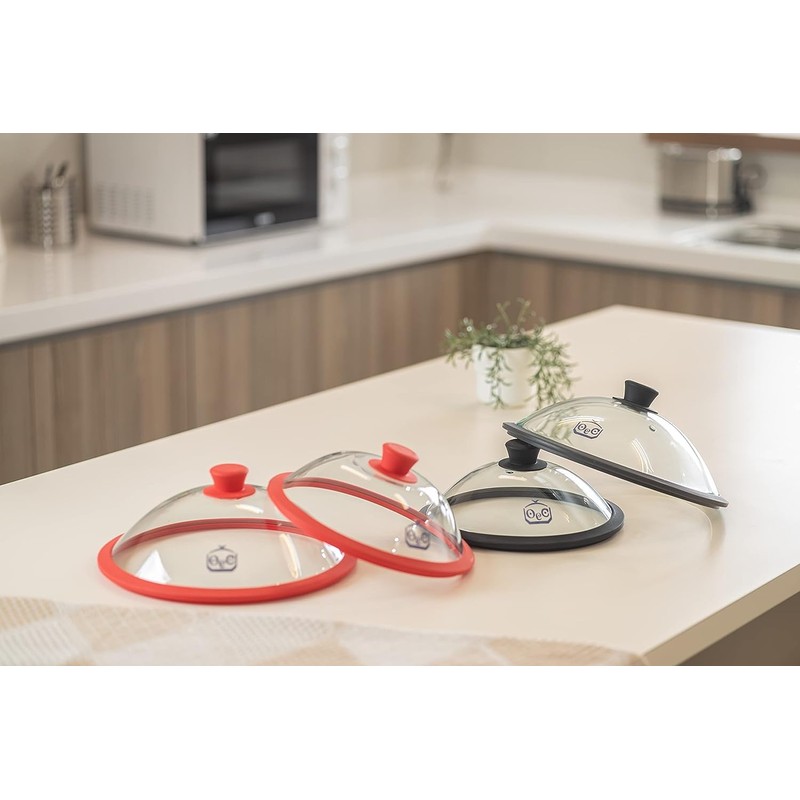 OEC Vented Splatter Guard Microwave Glass Cover with Easy-Grip Handle