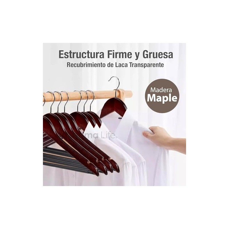 MAGMALIFE 20 Ganchos para Ropa de Madera: Gancho Giratorio de