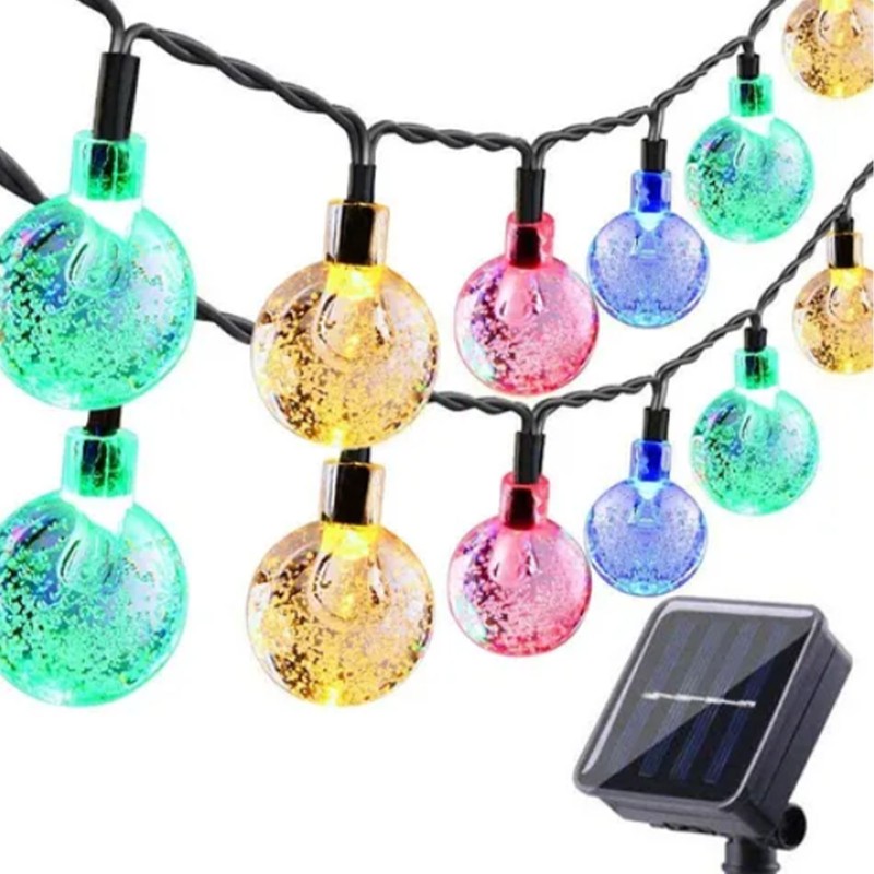 Solar String Lights Outdoor Multicolor 36ft 60 Led Crystal Globe
