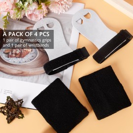 Gymnastics Grips Wristbands Set for Kids Girls Youth, Palm Protection Wrist Support Wrist Bands Sports Accessories for Tennis Football Weightlifting,Exercise Gift(Black)