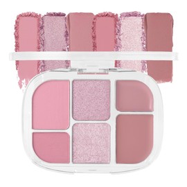 FERLYHR Highly Pigmented Eye Makeup Palette，Shimmer Matte Eyeshadow Pallet，long-lasting blend natural color makeup‌ Cool Tea & Lychee All-in-One Face & Eye Palette(3#, 1 Count (Pack of 1))