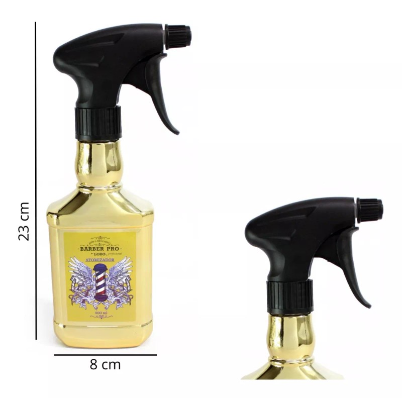 Lobo Atomizador Barber Dorado + Cepillo Limpiador De Regalo Gold
