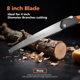 8 Inch Folding Pruning Saw - SK4 Steel Blade with 7 TPI and 2 Adjustable Angles for Smooth Cutting, Heavy Duty Hand Saw for Tree Trimming,Camping, Gardening, Bushcraft