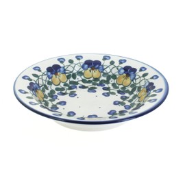 Blue Rose Polish Pottery Pansies Soup Plate with Rim