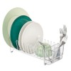 mDesign Steel Compact Modern Dish Drying Rack with Removable Cutlery
