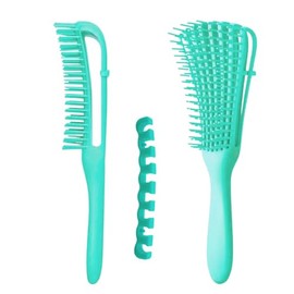 Cepillo Desenredante Fácil Cabello Rizado Peine Pulpo Plastico, Minimiza Dolor y Daños, Desenredar Todo Tipo de Cabello, Exfoliando Tu Cuero Cabelludo, Cabello Lmpio y Suave (Menta)