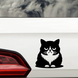 3 x Cute Grumpy Pet Cat Waterproof Vinyl Sticker - Wall Decal, Laptops, Car, Water Bottles, Motorbikes, Vans, Gifts for Cat Lovers (3, 14cm x 14cm (5.5" x 5.5"))