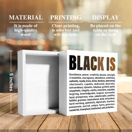 Black Women Decor Wooden Box Sign, Inspirational African American Women Men Desk Decoration Afro Black Queen King Home Office Bedroom Living Room Decor, Gifts for Black Women Men, Black Is Power