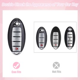 COGEEK Key Fob Cover with Bling Keychain, for Altima Sentra Rogue Pathfinder Murano Armada Maxima Versa Soft TPU Keys Shell Case Girly Women