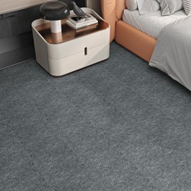 Livelynine 32-Sheet Grey Peel and Stick Carpet Tiles with Padding 11.8x11.8 Gray Self Adhesive Carpet Squares Sticky Rug Flooring Stick on Floor Tiles for Bedroom Commercial Home Kitchen Living Room
