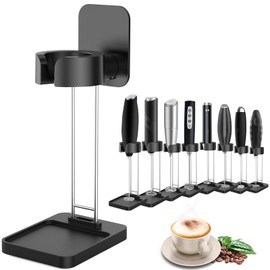 DERGUAM Milk Frother Stand for Milk Frothers, Durable and Stable Stainless Steel Frother Stand, [Standing or Hanging] Milk Frother Holder for Multiple Types Handheld Frother