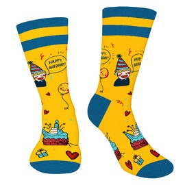 AGRIMONY Funny Happy Birthday Socks for Men Dad Women Teen Boys- Birthday Gifts Fun Novelty Crazy Cool Funky Dress Crew Gag Socks-Valentines Day Gifts Christmas Stocking Stuffers