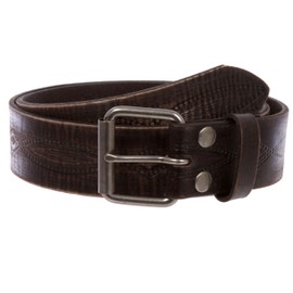 1 3/4" snap on Embossed Vintage Cowhide Thick Leather Casual Jean Belt, Dark Brown | 40"