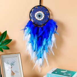 Holmgren Evil Eye Dream Catchers - Blue Dreamcatcher for Bedroom, Evil Eye Wall Art for Home Decor Hanging Ornament, Good Luck Gifts for Family