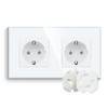 CNBINGO Glass Double Socket Flush-Mounted in White - Socket Protection