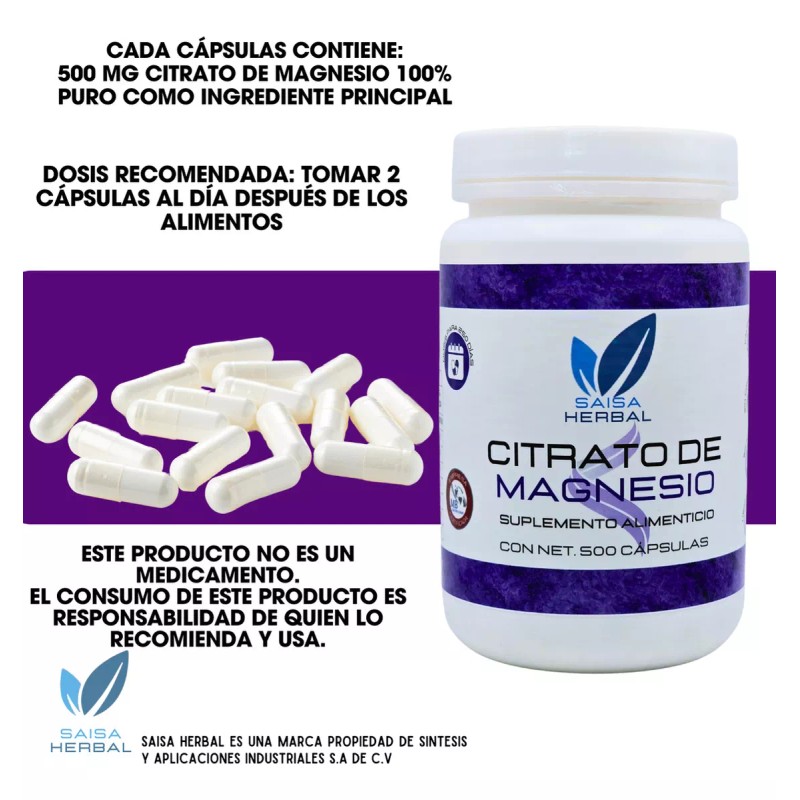 Saisa Herbal Citrato De Magnesio Y Citrato De Potasio 500