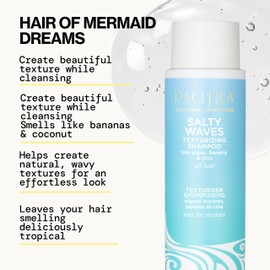 Pacifica Salty Waves Texturizing Shampoo - Beachy Textured, Messy Look, Hair Styles - Moisturizing Hair Care w/ Vitamin B & E - Banana Scent Clean Beauty Vegan & Cruelty-Free Dermatologist Tested